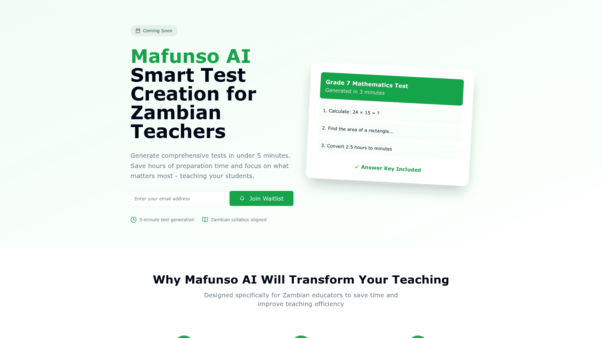 Mafunso AI — smart test creation for Zambian teachers